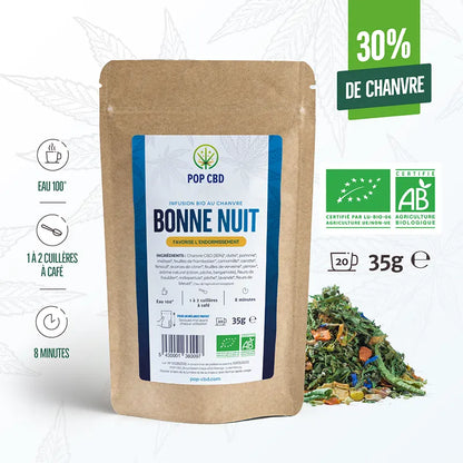 Tisane CBD Bio bien-être Bonne nuit 35g