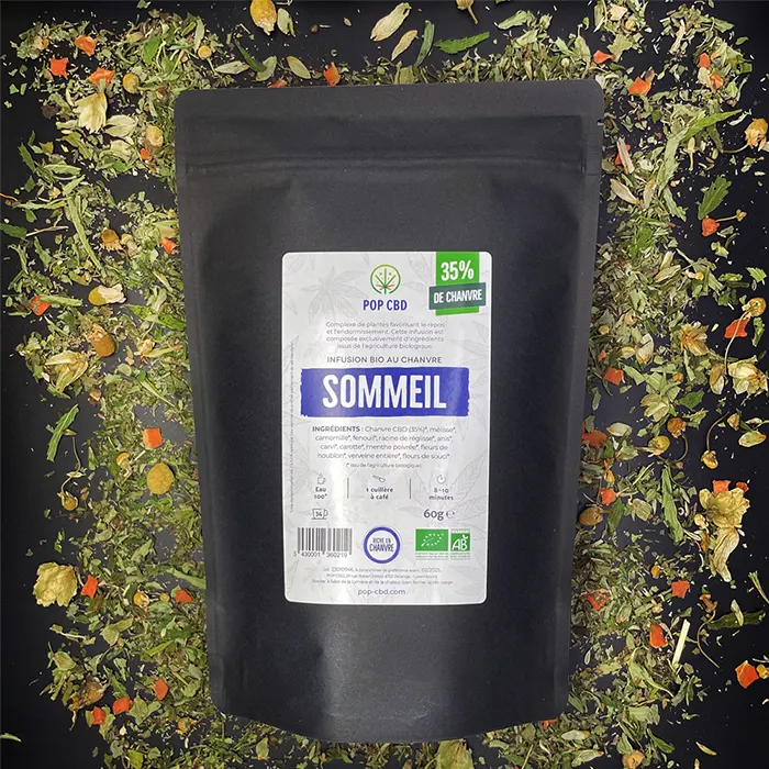 Infusion CBD Bio - Sommeil en sachet La tisane CBD SOMMEIL de Pop CBD !