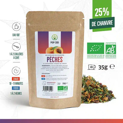 Tisane CBD Bio FRUITEE Pêches 35g