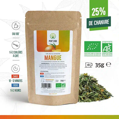 Tisane CBD Bio Fruitées Thé glacé mangue 35g