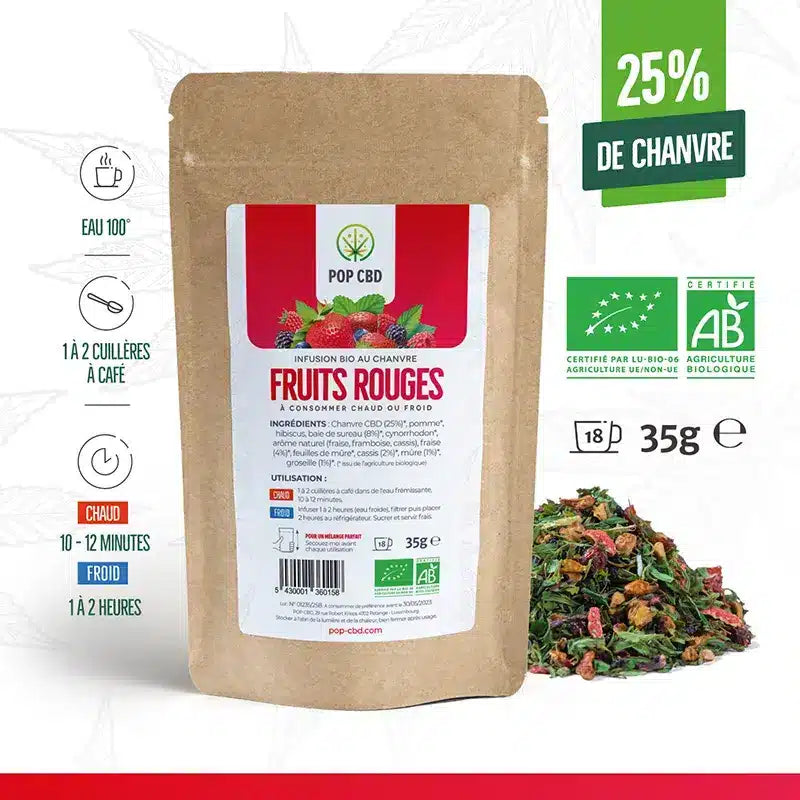 Tisane CBD Bio FRUITEE Fruits rouges 35g